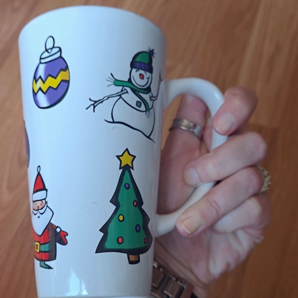 DesignPac 16 oz Christmas Ceramic Coffee Mug White Santa Snowman Microwave Safe